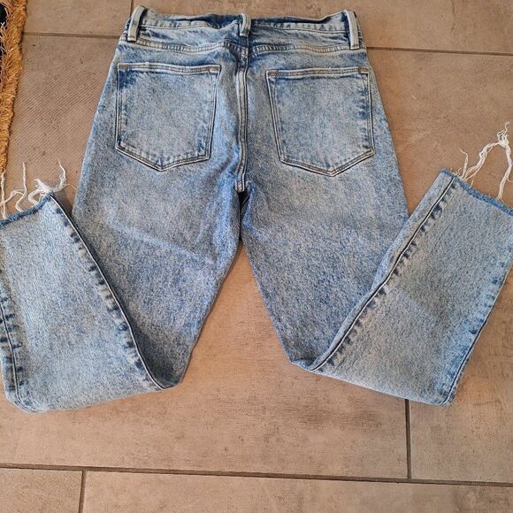 FRAME LE HIGH SKINNY JEANS CROPPED‎ FRAYED-HEM DISTRESSING LOMBARD WASH BLUE 26 - Picture 2 of 8